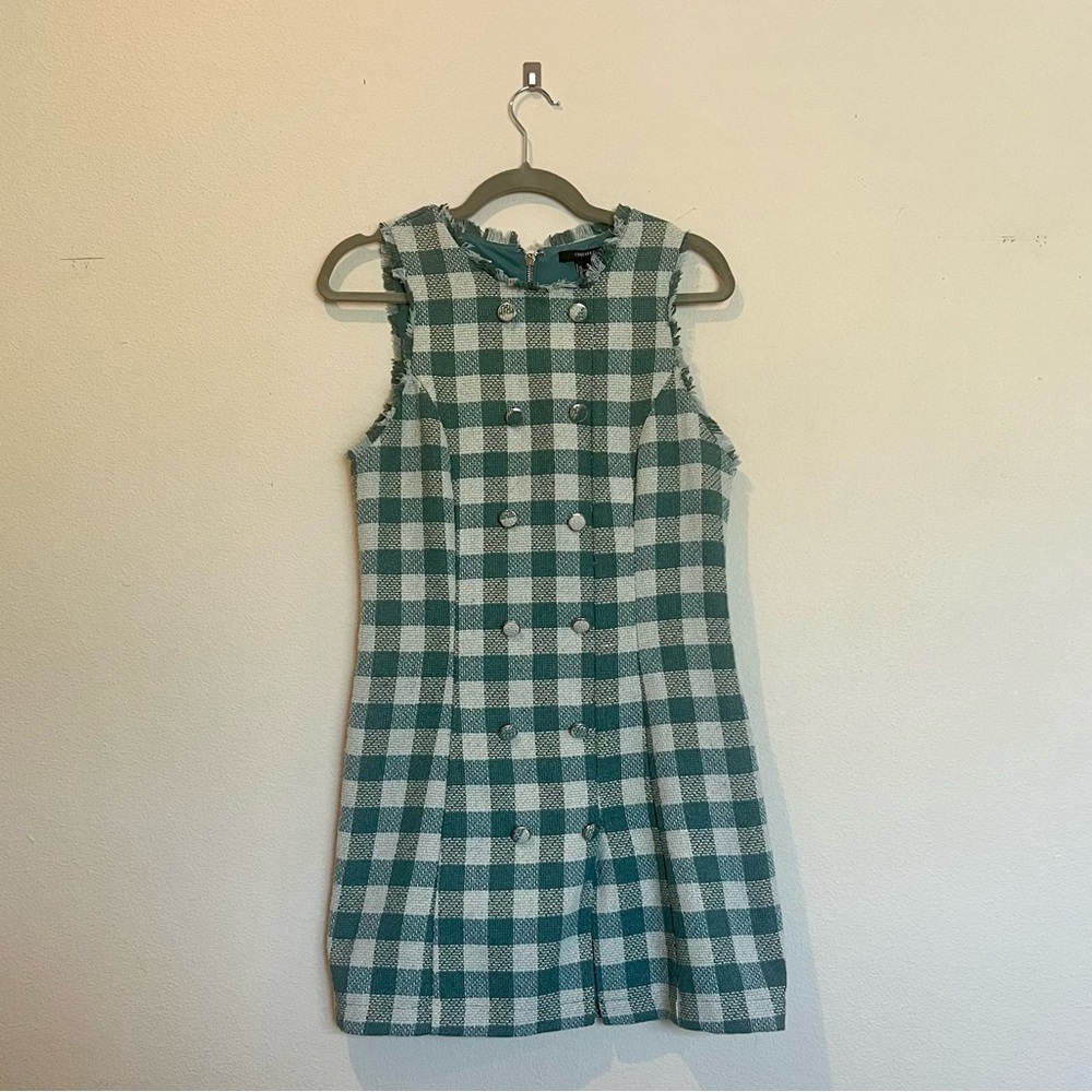 M 60s vintage style Forever 21 double row button tweed dress.